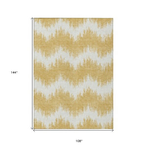 Homeroots 3' Durable Black And Ivory Chevron Indoor Outdoor Area Rug - Stylish, Washable, And Versatile Design 9' X 12' Polyester 591787