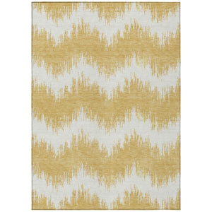 HomeRoots 9' Gold and Ivory Chevron Area Rug - Stylish, Washable, Durable Design for Indoor & Outdoor Use 9' X 12' 591787