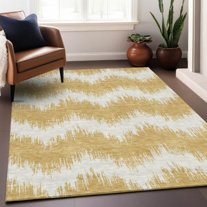 Homeroots 3' Durable Black And Ivory Chevron Indoor Outdoor Area Rug - Stylish, Washable, And Versatile Design 10' X 14' Polyester 591788