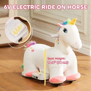 English Elm Qaba Battery Powered Toddler Ride on Pony with Music Soft Touch Foam Seat Pu Wheels White W2225P249817