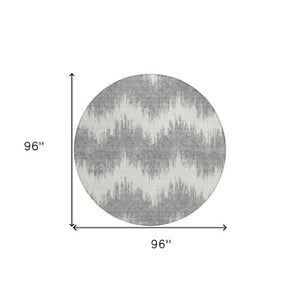 Homeroots 3' Durable Black And Ivory Chevron Indoor Outdoor Area Rug - Stylish, Washable, And Versatile Design 8' Round Polyester 591791