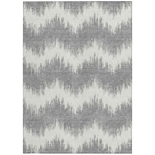 Homeroots 3' Durable Black And Ivory Chevron Indoor Outdoor Area Rug - Stylish, Washable, And Versatile Design 8' X 10' Polyester 591792