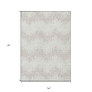 Homeroots 3' Durable Black And Ivory Chevron Indoor Outdoor Area Rug - Stylish, Washable, And Versatile Design 8' X 10' Polyester 591798