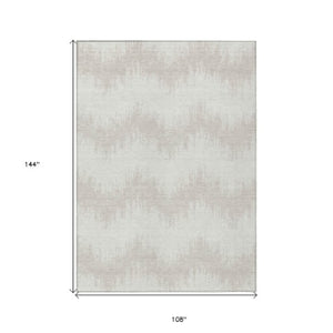 Homeroots 3' Durable Black And Ivory Chevron Indoor Outdoor Area Rug - Stylish, Washable, And Versatile Design 9' X 12' Polyester 591799