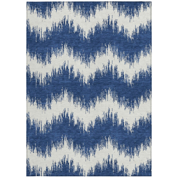 Homeroots 3' Durable Black And Ivory Chevron Indoor Outdoor Area Rug - Stylish, Washable, And Versatile Design 10' X 14' Polyester 591806