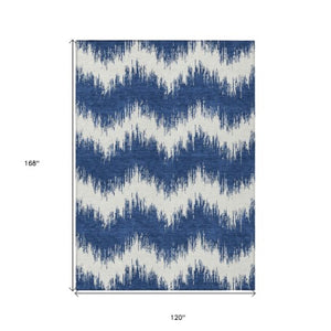 Homeroots 3' Durable Black And Ivory Chevron Indoor Outdoor Area Rug - Stylish, Washable, And Versatile Design 10' X 14' Polyester 591806