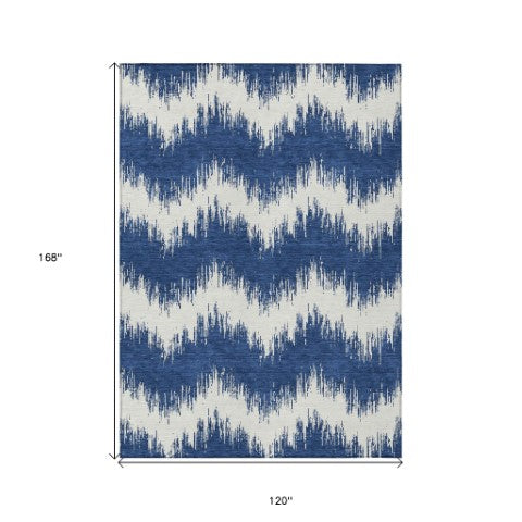 Homeroots 3' Durable Black And Ivory Chevron Indoor Outdoor Area Rug - Stylish, Washable, And Versatile Design 10' X 14' Polyester 591806