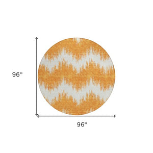 Homeroots 3' Durable Black And Ivory Chevron Indoor Outdoor Area Rug - Stylish, Washable, And Versatile Design 8' Round Polyester 591809