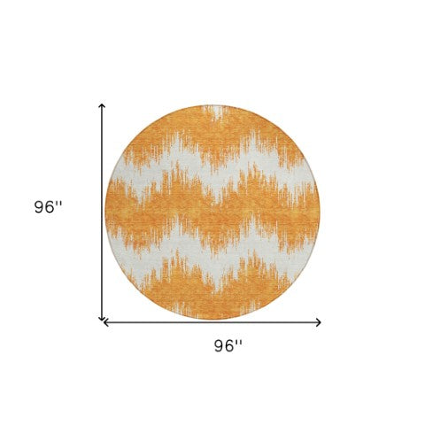 Homeroots 3' Durable Black And Ivory Chevron Indoor Outdoor Area Rug - Stylish, Washable, And Versatile Design 8' Round Polyester 591809