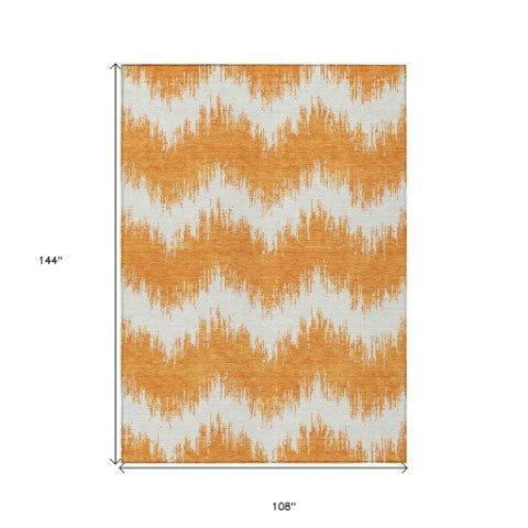 Homeroots 3' Durable Black And Ivory Chevron Indoor Outdoor Area Rug - Stylish, Washable, And Versatile Design 9' X 12' Polyester 591811