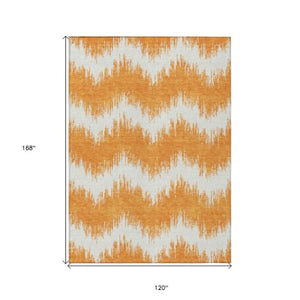 Homeroots 3' Durable Black And Ivory Chevron Indoor Outdoor Area Rug - Stylish, Washable, And Versatile Design 10' X 14' Polyester 591812