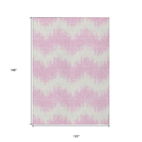 Homeroots 3' Durable Black And Ivory Chevron Indoor Outdoor Area Rug - Stylish, Washable, And Versatile Design 10' X 14' Polyester 591818