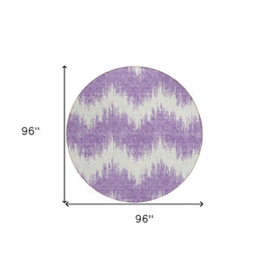 Homeroots 3' Durable Black And Ivory Chevron Indoor Outdoor Area Rug - Stylish, Washable, And Versatile Design 8' Round Polyester 591821