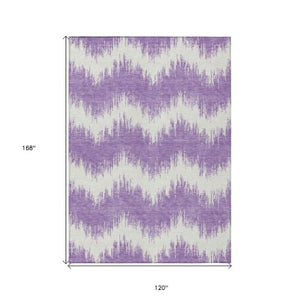 Homeroots 3' Durable Black And Ivory Chevron Indoor Outdoor Area Rug - Stylish, Washable, And Versatile Design 10' X 14' Polyester 591824