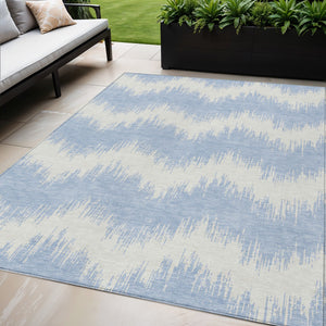Homeroots 3' Durable Black And Ivory Chevron Indoor Outdoor Area Rug - Stylish, Washable, And Versatile Design 5' X 8' Polyester 591826