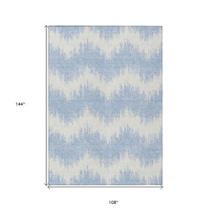 Homeroots 3' Durable Black And Ivory Chevron Indoor Outdoor Area Rug - Stylish, Washable, And Versatile Design 9' X 12' Polyester 591829