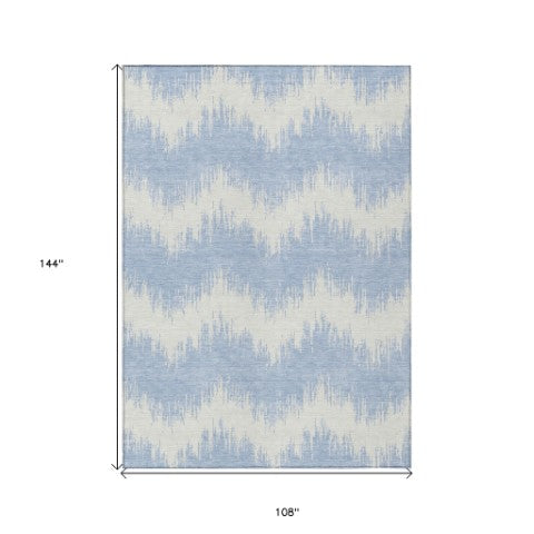 Homeroots 3' Durable Black And Ivory Chevron Indoor Outdoor Area Rug - Stylish, Washable, And Versatile Design 9' X 12' Polyester 591829