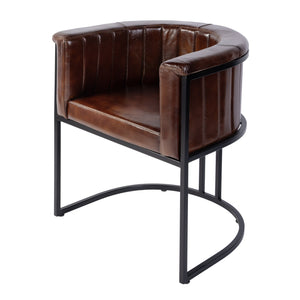 Butler Specialty Butler Barrel-shaped Leather Accent Chair - Luxurious Black & Brown Design For Any Space, Fully Assembled Black,Brown Iron,Genuine Leather 5918344-butler