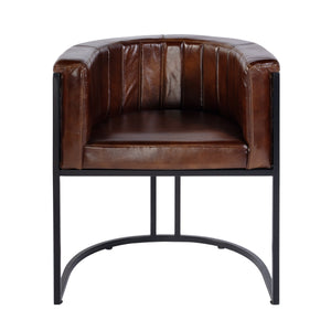 Butler Specialty Butler Barrel-shaped Leather Accent Chair - Luxurious Black & Brown Design For Any Space, Fully Assembled Black,Brown Iron,Genuine Leather 5918344-butler