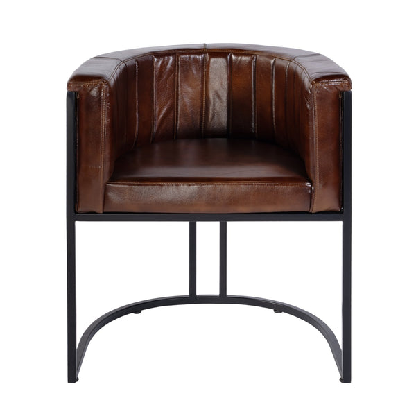 Butler Specialty Butler Barrel-shaped Leather Accent Chair - Luxurious Black & Brown Design For Any Space, Fully Assembled Black,Brown Iron,Genuine Leather 5918344-butler