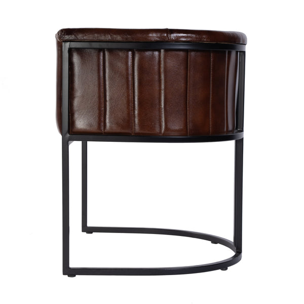 Butler Specialty Butler Barrel-shaped Leather Accent Chair - Luxurious Black & Brown Design For Any Space, Fully Assembled Black,Brown Iron,Genuine Leather 5918344-butler