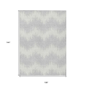 Homeroots 3' Durable Black And Ivory Chevron Indoor Outdoor Area Rug - Stylish, Washable, And Versatile Design 9' X 12' Polyester 591835