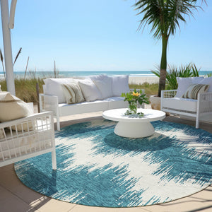 Homeroots 3' Durable Black And Ivory Chevron Indoor Outdoor Area Rug - Stylish, Washable, And Versatile Design 8' Round Polyester 591839