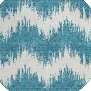 Homeroots 3' Durable Black And Ivory Chevron Indoor Outdoor Area Rug - Stylish, Washable, And Versatile Design 8' Round Polyester 591839