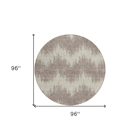 Homeroots 3' Durable Black And Ivory Chevron Indoor Outdoor Area Rug - Stylish, Washable, And Versatile Design 8' Round Polyester 591845