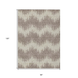 Homeroots 3' Durable Black And Ivory Chevron Indoor Outdoor Area Rug - Stylish, Washable, And Versatile Design 8' X 10' Polyester 591846