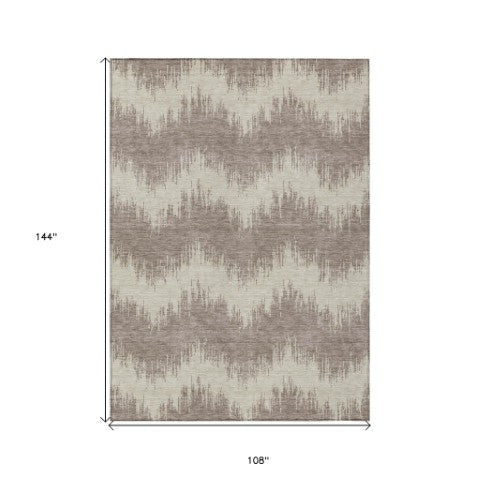 Homeroots 3' Durable Black And Ivory Chevron Indoor Outdoor Area Rug - Stylish, Washable, And Versatile Design 9' X 12' Polyester 591847