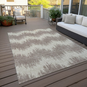 Homeroots 3' Durable Black And Ivory Chevron Indoor Outdoor Area Rug - Stylish, Washable, And Versatile Design 9' X 12' Polyester 591847