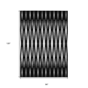 Homeroots 3' Black Ivory And Gray Geometric Indoor Outdoor Area Rug - Stylish, Washable, Stain Resistant Design 8' X 10' Polyester 591858