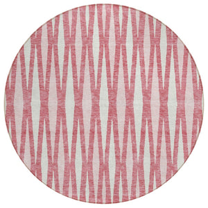 HomeRoots 5' Blush and Ivory Geometric Area Rug - Stylish, Washable, Indoor/Outdoor Durable Design for Any Space 8' Round 591863