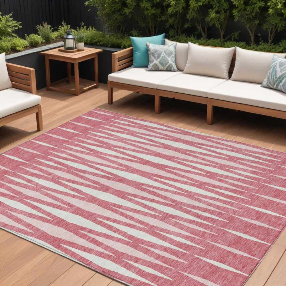 HomeRoots 9' Stylish Blush and Ivory Geometric Area Rug - Durable, Washable for Indoor & Outdoor Spaces 9' X 12' 591865