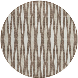 Homeroots 3' Black Ivory And Gray Geometric Indoor Outdoor Area Rug - Stylish, Washable, Stain Resistant Design 8' Round Polyester 591869