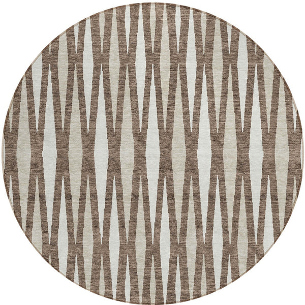 Homeroots 3' Black Ivory And Gray Geometric Indoor Outdoor Area Rug - Stylish, Washable, Stain Resistant Design 8' Round Polyester 591869