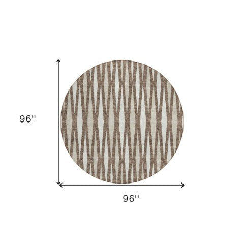 Homeroots 3' Black Ivory And Gray Geometric Indoor Outdoor Area Rug - Stylish, Washable, Stain Resistant Design 8' Round Polyester 591869