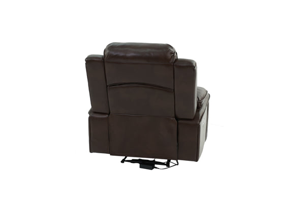 English Elm Power Motion Recliner Chair with USB Cup Holders Wireless Charging Gel Leatherette Brown Comfort B011P205591