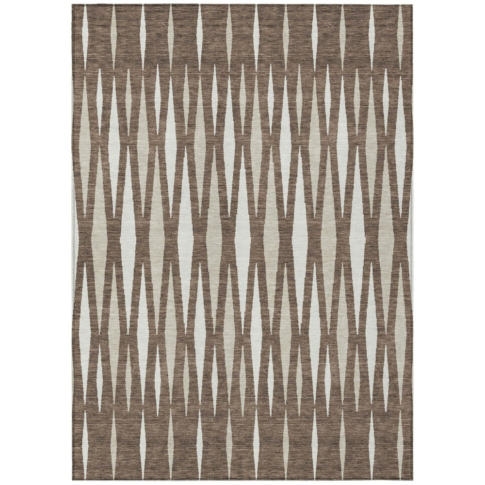 HomeRoots 9' Brown and Ivory Geometric Area Rug – Stylish, Washable Indoor/Outdoor Design for High-Traffic Areas 9' X 12' 591871