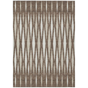 HomeRoots 5' Brown and Ivory Geometric Area Rug - Stylish, Washable, Durable Indoor/Outdoor Design for Any Space 10' X 14' 591872