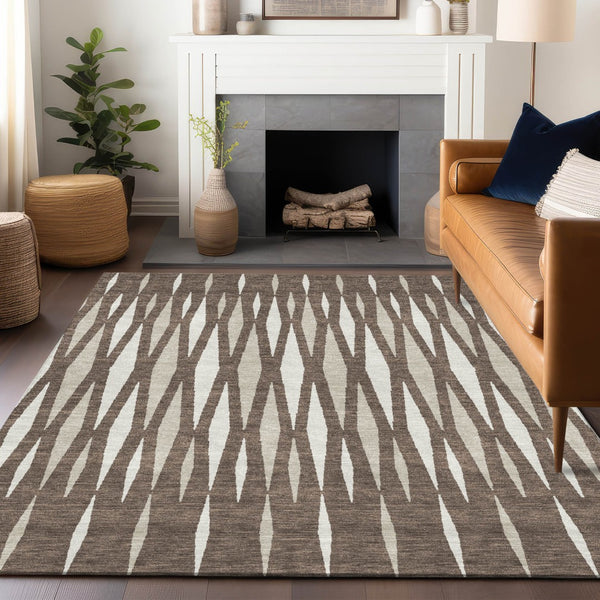 Homeroots 3' Black Ivory And Gray Geometric Indoor Outdoor Area Rug - Stylish, Washable, Stain Resistant Design 10' X 14' Polyester 591872