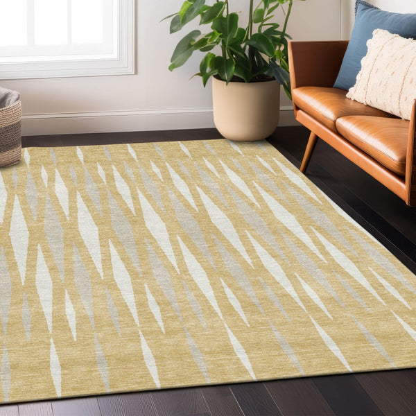 Homeroots 3' Black Ivory And Gray Geometric Indoor Outdoor Area Rug - Stylish, Washable, Stain Resistant Design 3' X 5' Polyester 591879