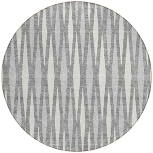 Homeroots 3' Black Ivory And Gray Geometric Indoor Outdoor Area Rug - Stylish, Washable, Stain Resistant Design 8' Round Polyester 591887