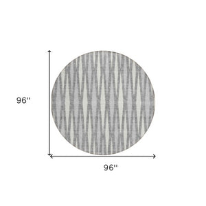 Homeroots 3' Black Ivory And Gray Geometric Indoor Outdoor Area Rug - Stylish, Washable, Stain Resistant Design 8' Round Polyester 591887