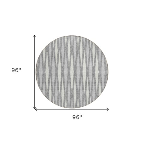 Homeroots 3' Black Ivory And Gray Geometric Indoor Outdoor Area Rug - Stylish, Washable, Stain Resistant Design 8' Round Polyester 591887