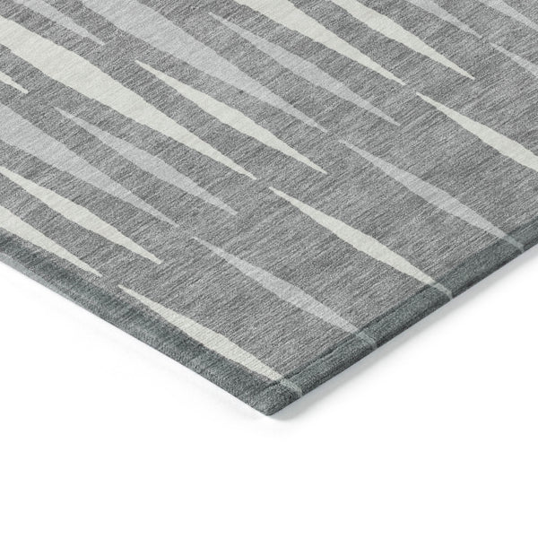 Homeroots 3' Black Ivory And Gray Geometric Indoor Outdoor Area Rug - Stylish, Washable, Stain Resistant Design 8' X 10' Polyester 591888