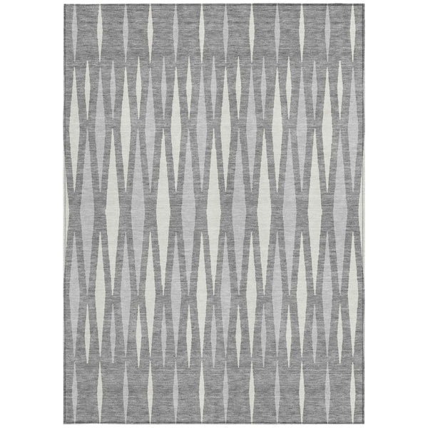 Homeroots 3' Black Ivory And Gray Geometric Indoor Outdoor Area Rug - Stylish, Washable, Stain Resistant Design 9' X 12' Polyester 591889