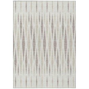 HomeRoots 5' Stylish Ivory Brown Geometric Indoor Outdoor Washable Area Rug for Versatile Home Decor 5' X 8' 591892