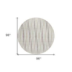Homeroots 3' Black Ivory And Gray Geometric Indoor Outdoor Area Rug - Stylish, Washable, Stain Resistant Design 8' Round Polyester 591893